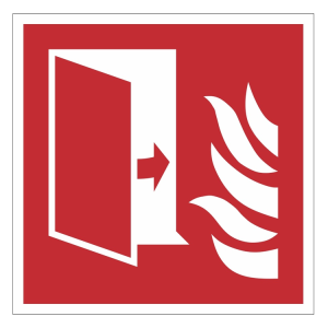 Brandschutzschild, Brandschutztür (Maße(BxH)/Material: 100 x 100 mm / Folie, selbstklebend,<br>langnachleuchtend (High Intensity) (Art.Nr.: 38.a5220))