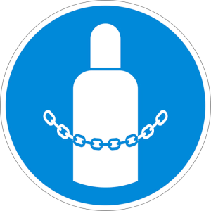 Gebotsschild, Gasflaschen sichern (Material: Folie, selbstklebend (Art.Nr.: 21.a7510))