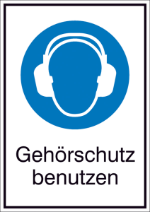Kombischild, Gehörschutz benutzen (Maße (BxH)/Material: 131 x 185 mm / Alu, hart (Art.Nr.: 51.a7080))