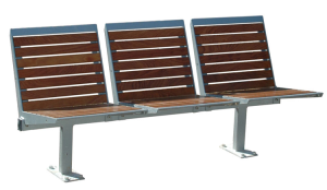 Sitzbank -Elegant- mit Rückenlehne, aus Flachstahl, Sitz- und Rückenfläche in Robinien-Holz