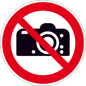 Verbotsschild, Fotografieren verboten (Maße Ø/Material : 100mm / Folie, selbstklebend (Art.Nr.: 21.a6215))