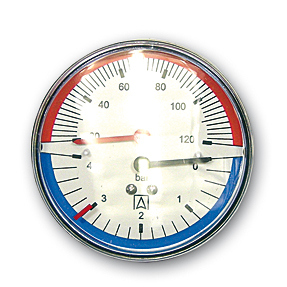AFRISO Thermo-Manometer TM 80 20/120C 0/4bar G1/2B ax m.Ventil D211