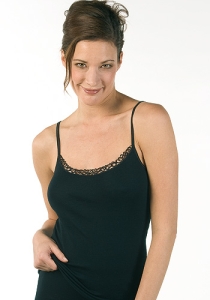 Medima Lingerie Damen-Trägerhemd mit Motiv 100% Seide schwarz (Größe: L)