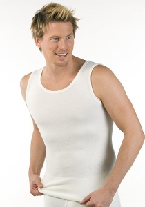 Medima Classic Herren-Hemd ohne Arm Angora/Baumwolle weiß (Größe: M)