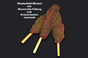 Rinderhüft-Wickel mit Mozzarella (Rinderhüftwickel: Rinderhüftwickel gefüllt mit Mozzerellakäse ca. 80-85 gr)