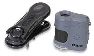 Carson MM-380 MicroMini Mikroskop mit Smartphone Clip Lupe