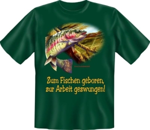 T-Shirt zum Fischen geboren Fun Shirt Sprüche Angler angeln (Größe:: S (42/44))