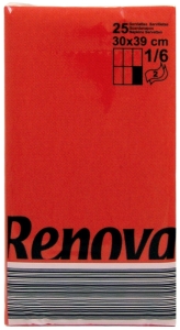 Servietten rot RENOVA, Tafel - Servietten aus Papier, 25 Stück farbecht, 30 x 39 cm