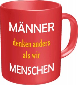 Tasse mit Fun Spruch: MÄNNER DENKEN ANDERS! witzige Kaffeetasse / Becher im Geschenkkarton, Kaffeepott