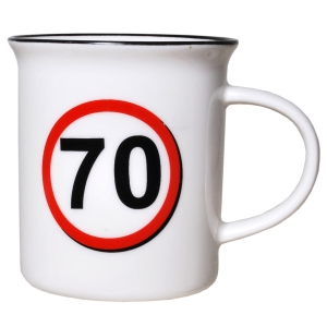 Tasse 70 Jahre Kaffebecher 70. Geburtstag weiß rot