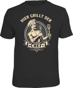 Fun Shirt HIER GRILLT DER CHEF  T-Shirt Spruch witzig Geschenk (Größe:: XL (52/54))