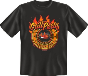 Fun Shirt GRILL PARTY Fleisch Bier grillen T-Shirt Spruch (Größe:: M (46/48))