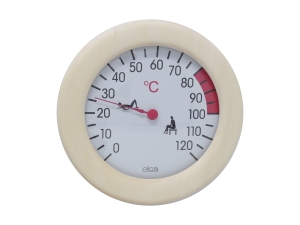 Thermometer im Holzrahmen für Ihre Sauna (Thermometer im Holzrahmen: 4-eckig)