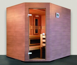 Eingangsbereich der Sauna 45° abgeschrägt