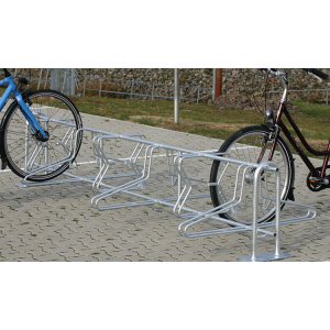Fahrradklemme / Fahrradständer -Bern-, zweiseit. Radeinstellung, 90°, für Boden- u. Wandbefestigung (Modell/Radstände/Länge/Montage: 
<b>8er/1400mm</b> Grundfeld<br>zum Aufschrauben (Art.Nr.: 11078))