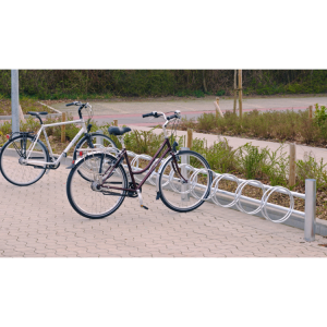 Fahrradklemme / Fahrradständer -Rhodos-, einseitige Radeinstellung 90° (Modell/Länge/Befestigung: 
<b>3er/1500mm</b><br>Grundfeld z. Aufschrauben (Art.Nr.: 15469))