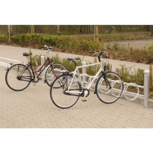 Fahrradklemme / Fahrradständer -Rhodos-, zweiseitige Radeinstellung 45° (Modell/Länge/Befestigung: 
<b>6er/1500mm</b><br>Grundfeld z. Aufschrauben (Art.Nr.: 15530))