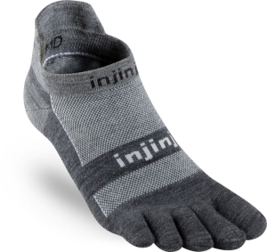 Injinji - Run Lightweight No-Show NuWool Socks - grau (Größe: Größe S)
