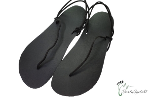 Huarache Barfußgefühl Sandalen - handgefertigt - vegan - schwarz / schwarz (Modell: schwarz mit schwarzer Schnürung: EU 41 / 26,6 cm - 27,2 cm)