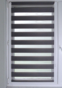 Doppelrollo Sola Lichtschutz ohne Bohren   grau - Breite 45 - 120 cm (Breite des Raffrollos / Ösenrollos: 45 cm x 160 cm)